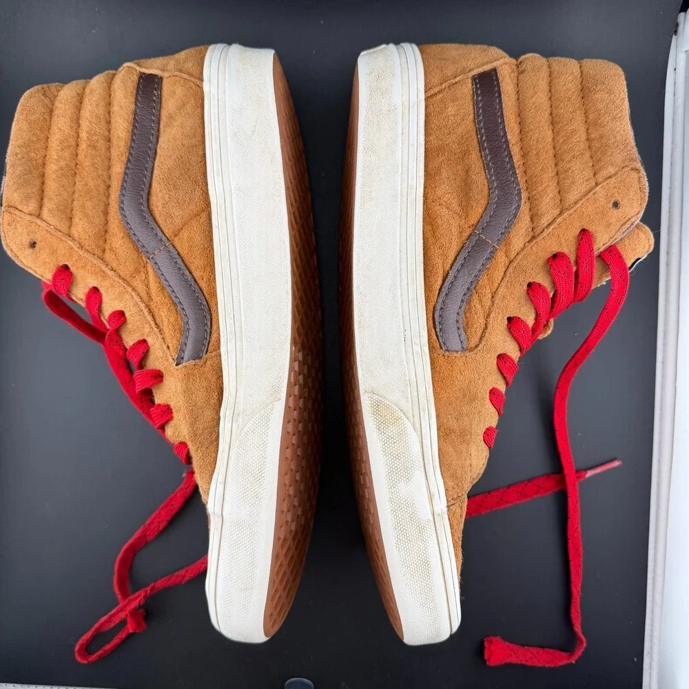 Vans Sk8-Hi Unisex M7.5/W9 Skateboard Shoes Orange Brown Pig Suede Sneakers